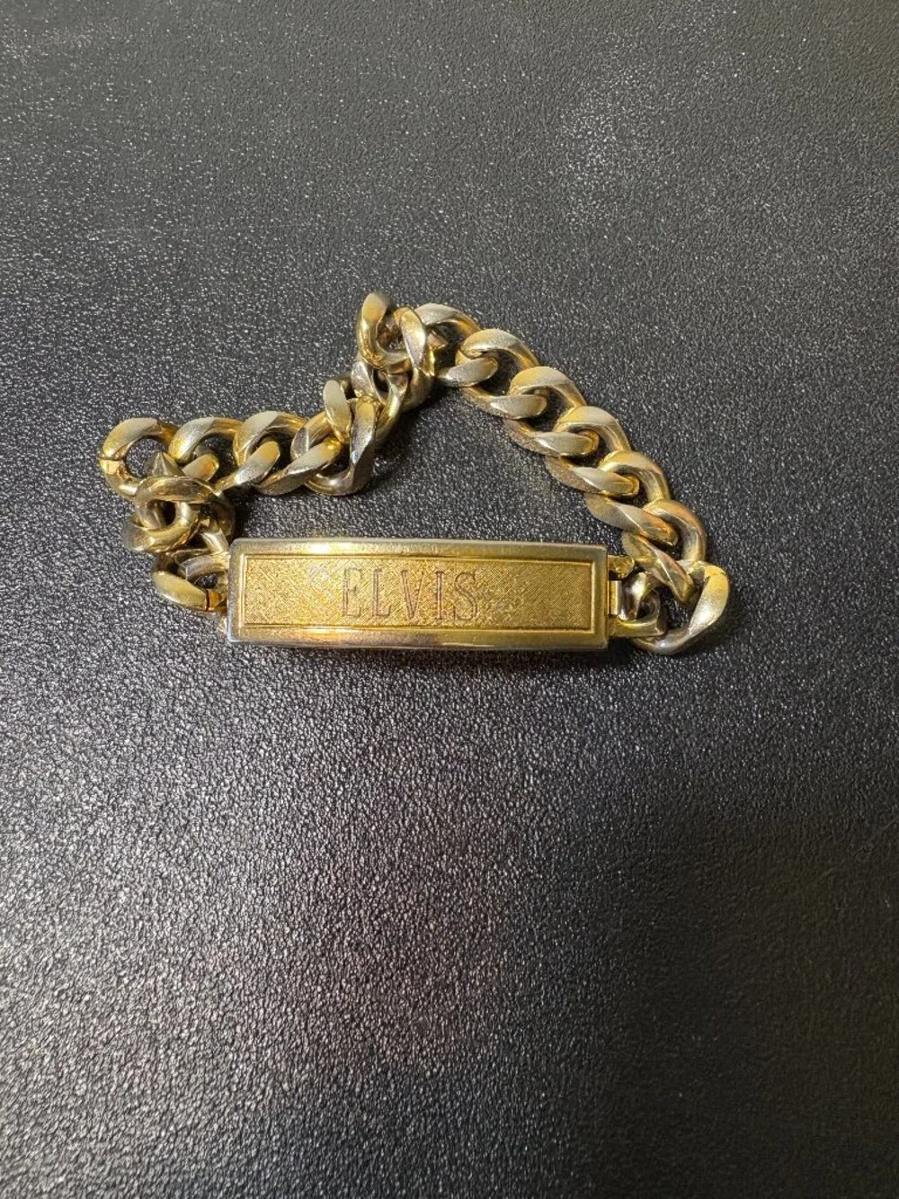 Vintage Gold Toned ELVIS Chain Bracelet